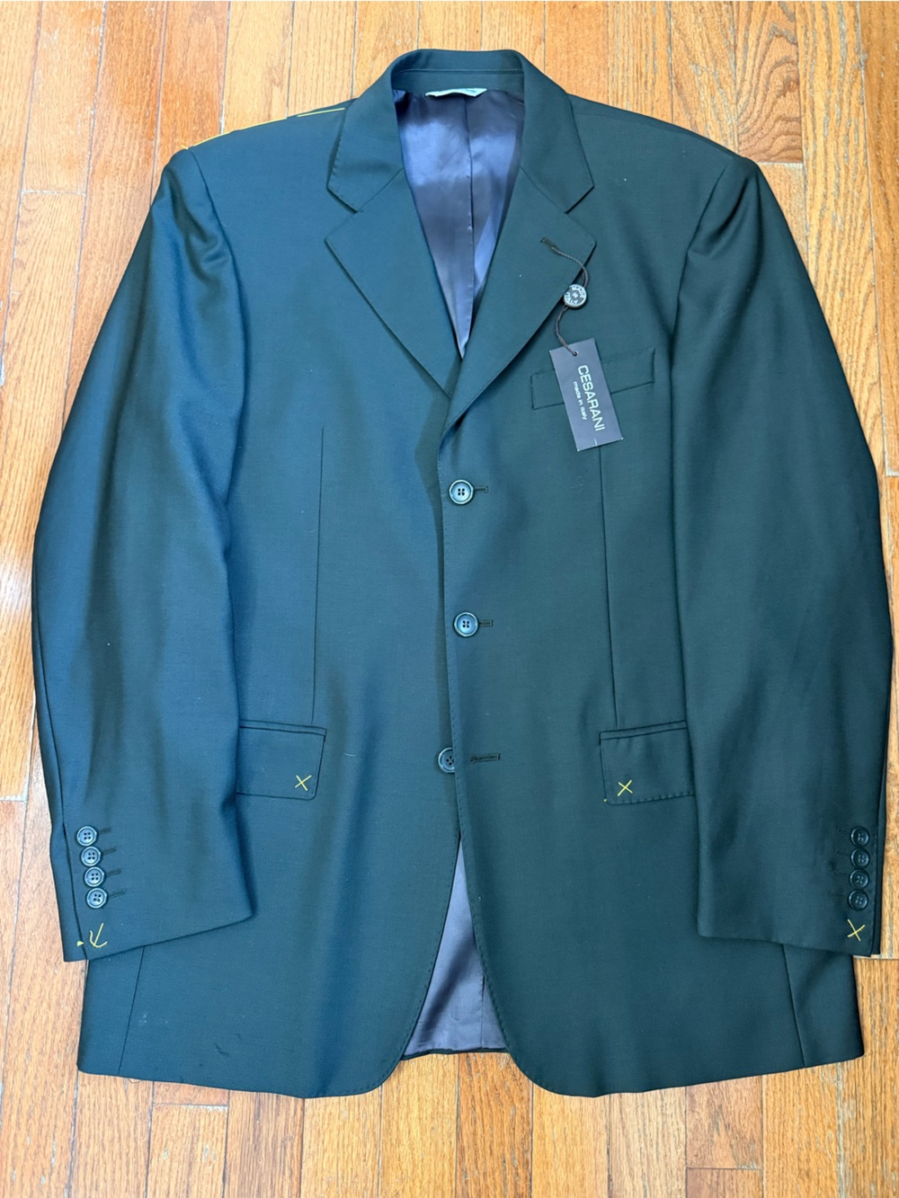 Cesarani Men’s Suit 40R Olive Green 100% Wool Made in Italy NWT Deadstock AS-IS